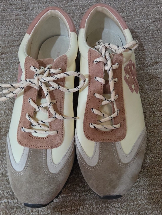 Tory Burch Shoes - Tory Burch  Vintage Nylon Cream and Dusty Rose Suede-Trim Sneakers
